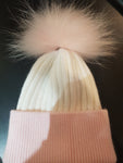 Pink Fur and White hat Cashmere PomPom hat