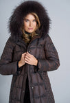 Brown Quilted Fitted Down Coat