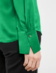 Green SILK long sleeve blouse